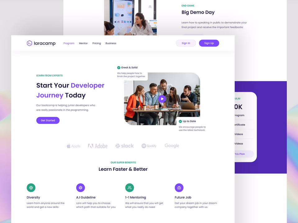 Laracamp - Online Learning Platform - Laracamp is a online learning platform that allows users to learn with a seamless experience.